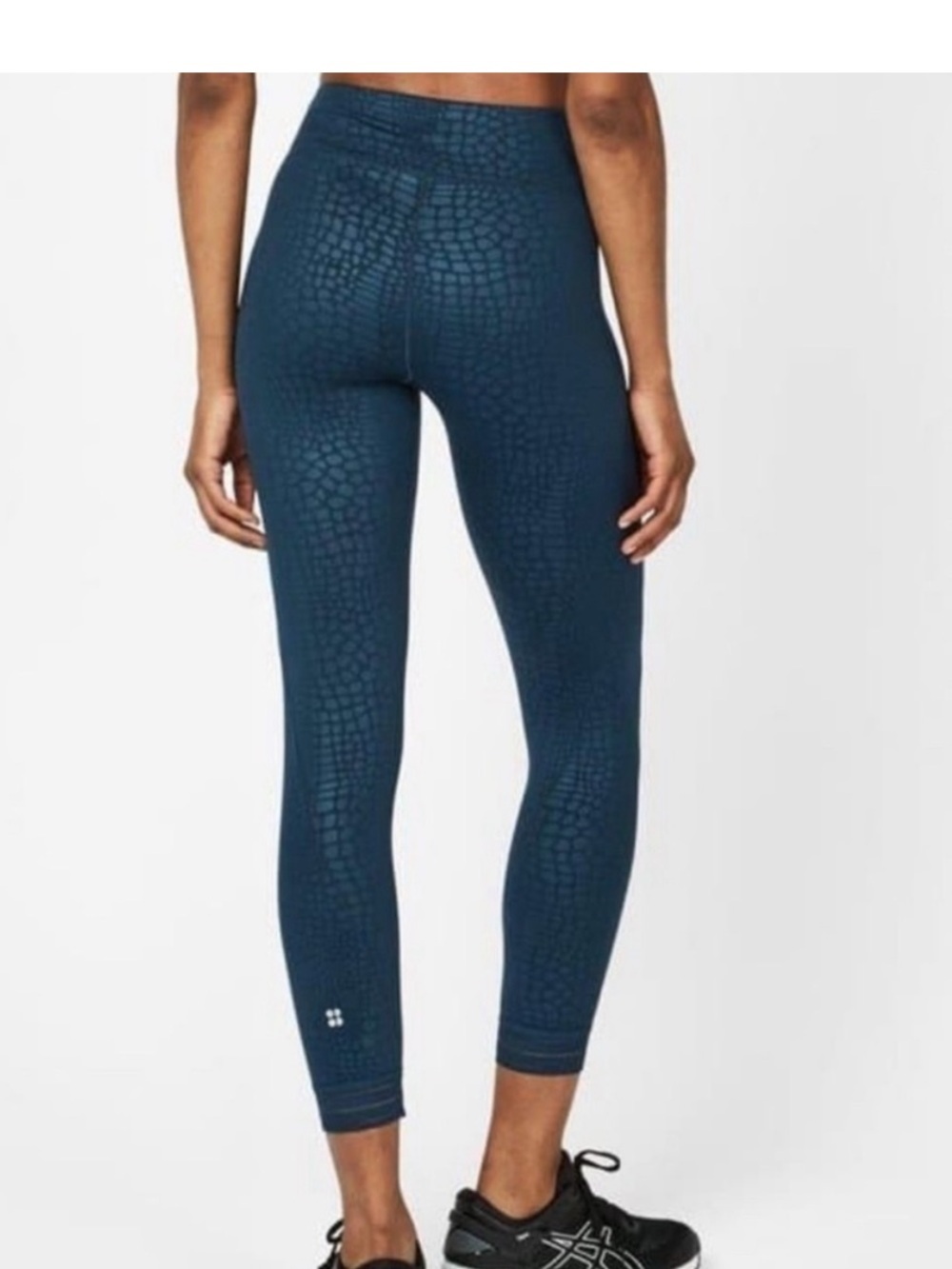 Sweaty Betty Goddess Teal Snake Print Contour Leggings 7/8 Size S